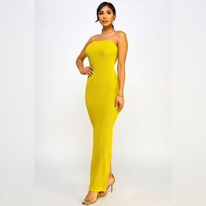 Rib Knit Tube Maxi Dress - Chartreuse